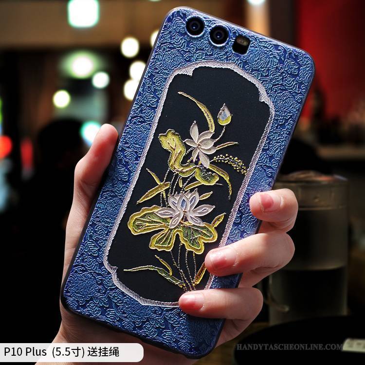 Hülle Huawei P10 Plus Silikon Blau Chinesische Art, Case Huawei P10 Plus Kreativ Trend Persönlichkeit