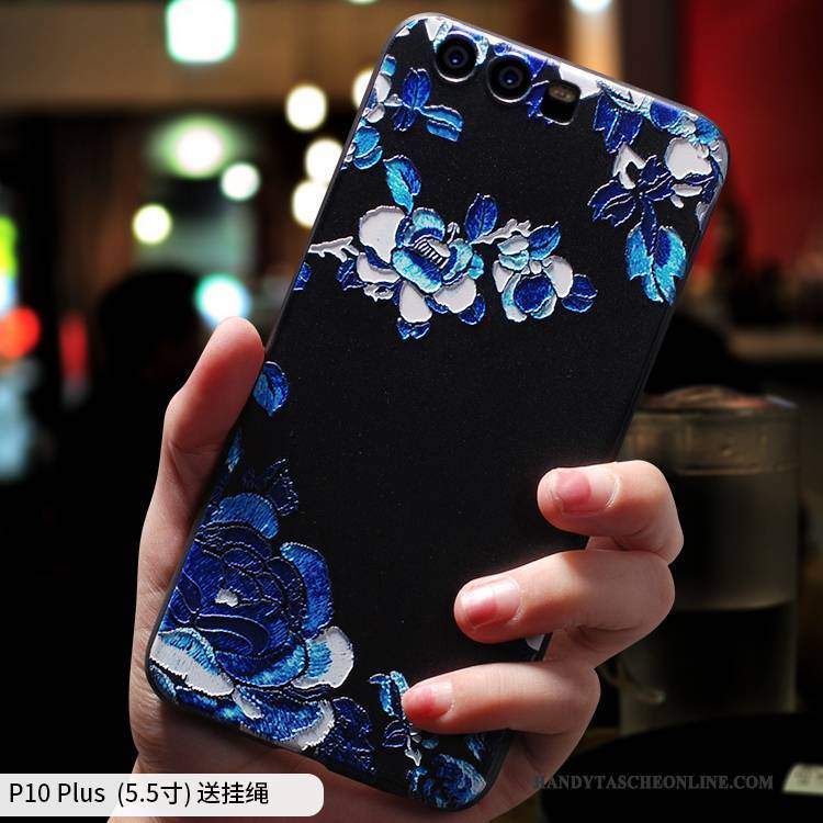 Hülle Huawei P10 Plus Silikon Blau Chinesische Art, Case Huawei P10 Plus Kreativ Trend Persönlichkeit