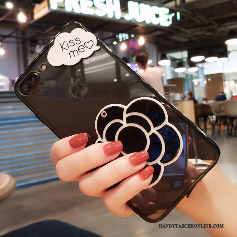 Hülle Huawei P10 Plus Silikon Hängender Hals Schwarz, Case Huawei P10 Plus Blumen Handyhüllen