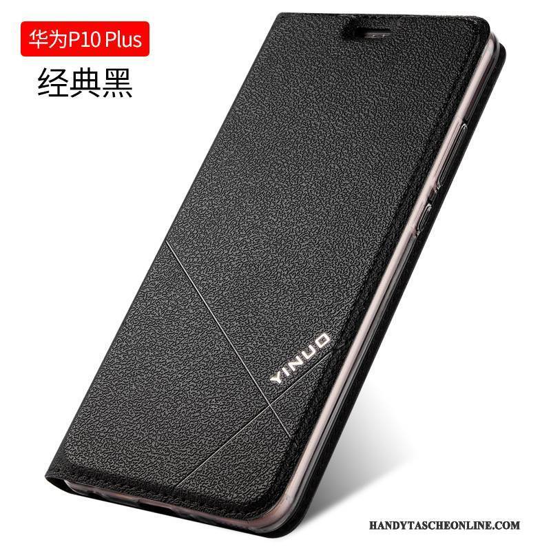 Hülle Huawei P10 Plus Taschen Anti-sturz Schwarz, Case Huawei P10 Plus Folio Handyhüllen