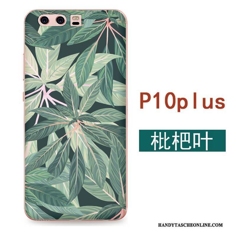 Hülle Huawei P10 Plus Taschen Grün Blumen, Case Huawei P10 Plus Weiche Handyhüllen Kunst