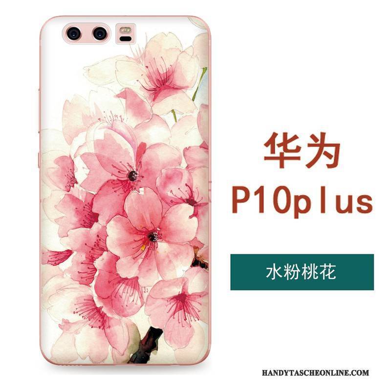 Hülle Huawei P10 Plus Taschen Grün Blumen, Case Huawei P10 Plus Weiche Handyhüllen Kunst