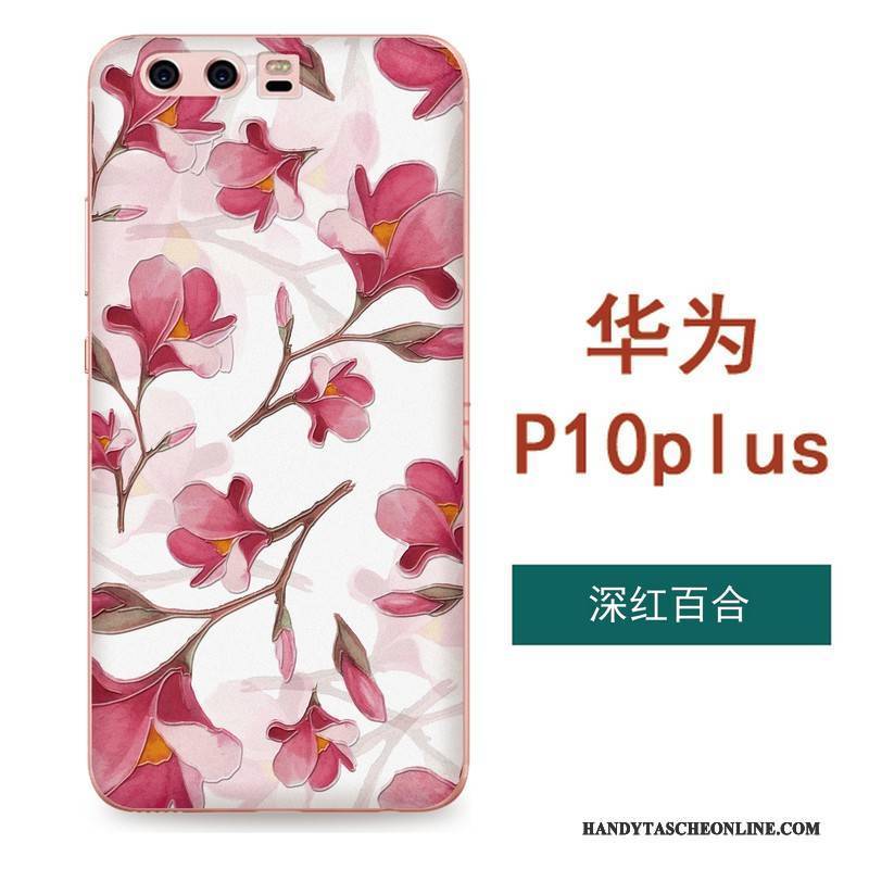 Hülle Huawei P10 Plus Taschen Grün Blumen, Case Huawei P10 Plus Weiche Handyhüllen Kunst