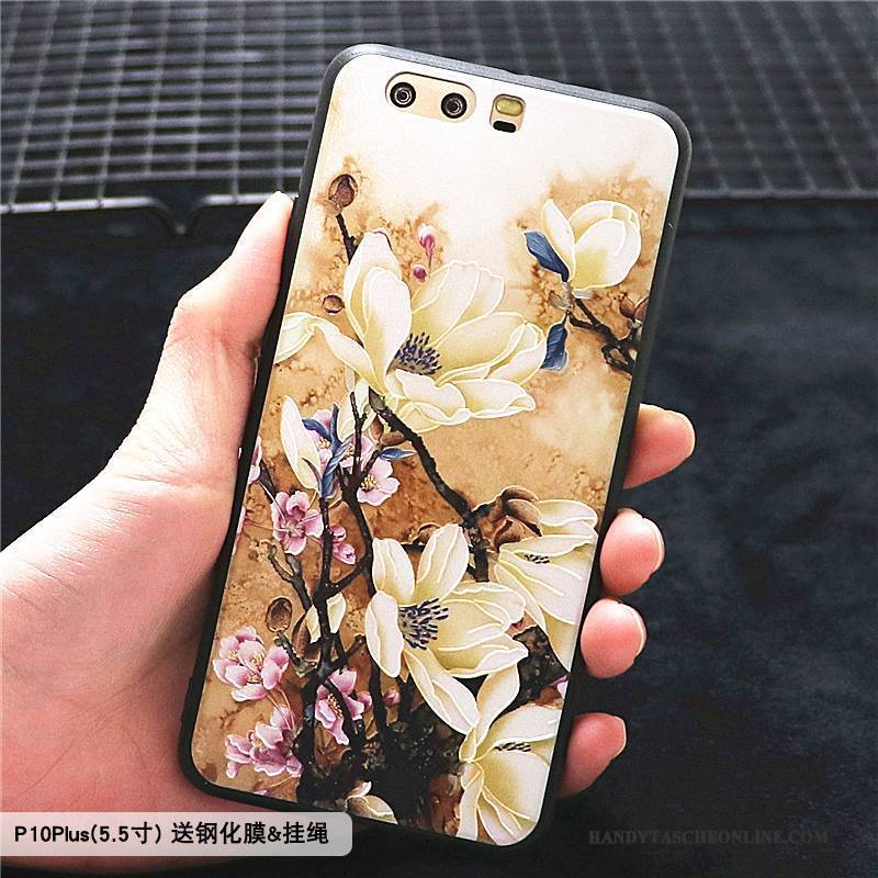 Hülle Huawei P10 Plus Taschen Handyhüllen Blumen, Case Huawei P10 Plus Silikon Trend Blau