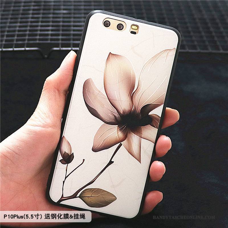 Hülle Huawei P10 Plus Taschen Handyhüllen Blumen, Case Huawei P10 Plus Silikon Trend Blau