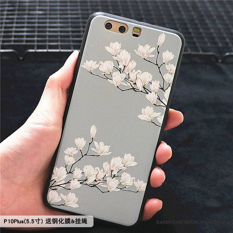 Hülle Huawei P10 Plus Taschen Handyhüllen Blumen, Case Huawei P10 Plus Silikon Trend Blau