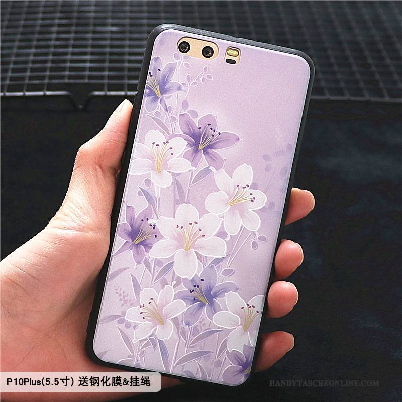 Hülle Huawei P10 Plus Taschen Handyhüllen Blumen, Case Huawei P10 Plus Silikon Trend Blau