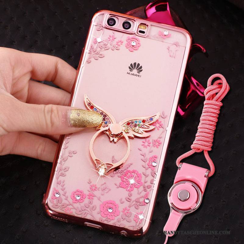 Hülle Huawei P10 Plus Taschen Hängende Verzierungen Rosa, Case Huawei P10 Plus Weiche Handyhüllen Pu