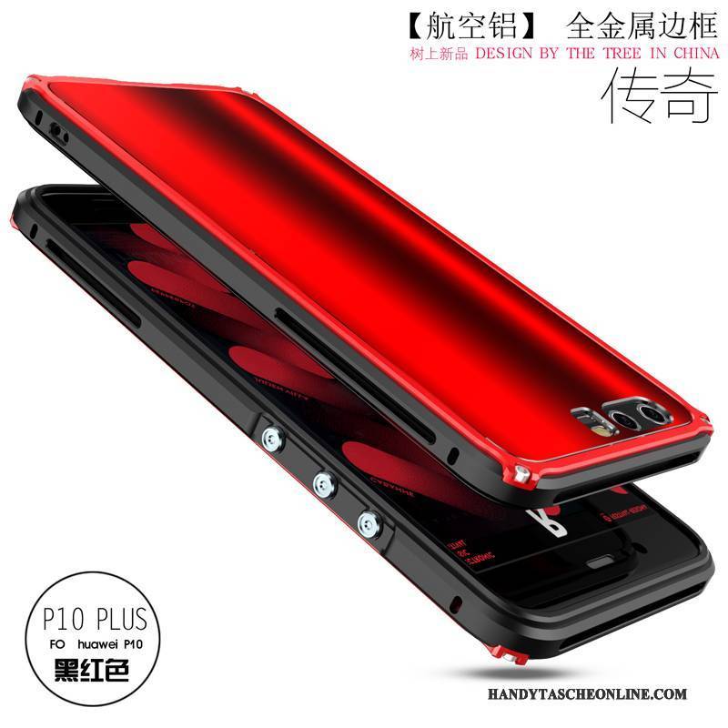 Hülle Huawei P10 Plus Taschen Rot Neu, Case Huawei P10 Plus Metall Handyhüllen Grenze