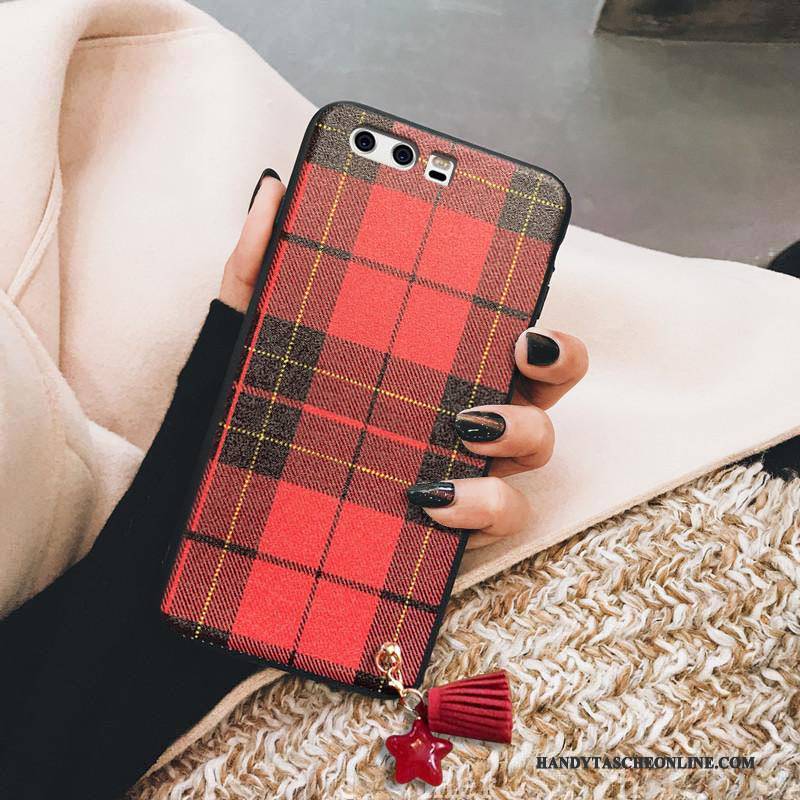 Hülle Huawei P10 Plus Taschen Rot Trendmarke, Case Huawei P10 Plus Retro Handyhüllen Trend