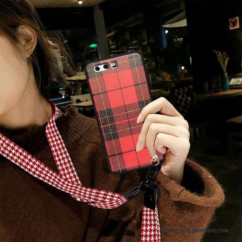 Hülle Huawei P10 Plus Taschen Rot Trendmarke, Case Huawei P10 Plus Retro Handyhüllen Trend