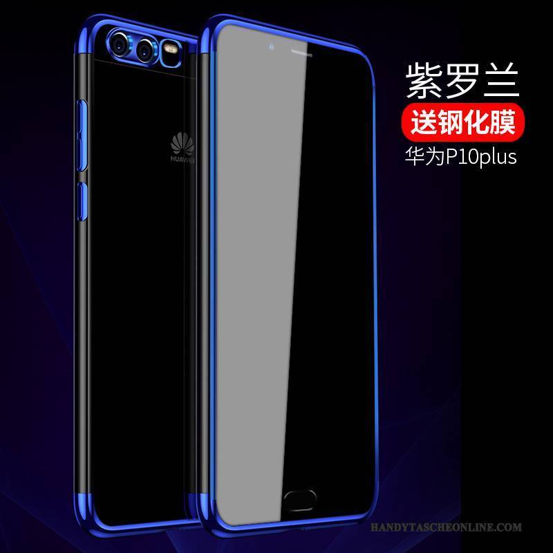 Hülle Huawei P10 Plus Taschen Schlank Transparent, Case Huawei P10 Plus Weiche Blau Anti-sturz