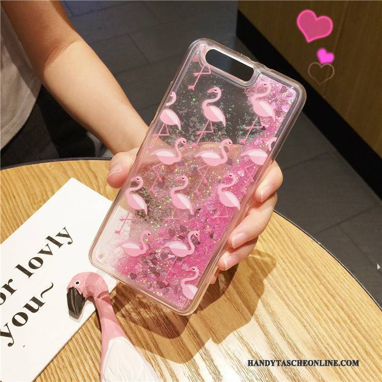 Hülle Huawei P10 Plus Weiche Handyhüllen Rosa, Case Huawei P10 Plus Pailletten Vogel Treibsand