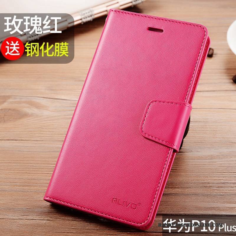 Hülle Huawei P10 Plus Weiche Handyhüllen Rot, Case Huawei P10 Plus Folio