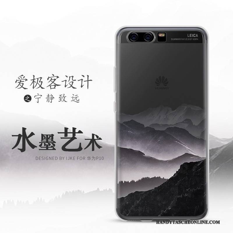 Hülle Huawei P10 Schutz Landschaft Blau, Case Huawei P10 Weiche Schwarz Handyhüllen