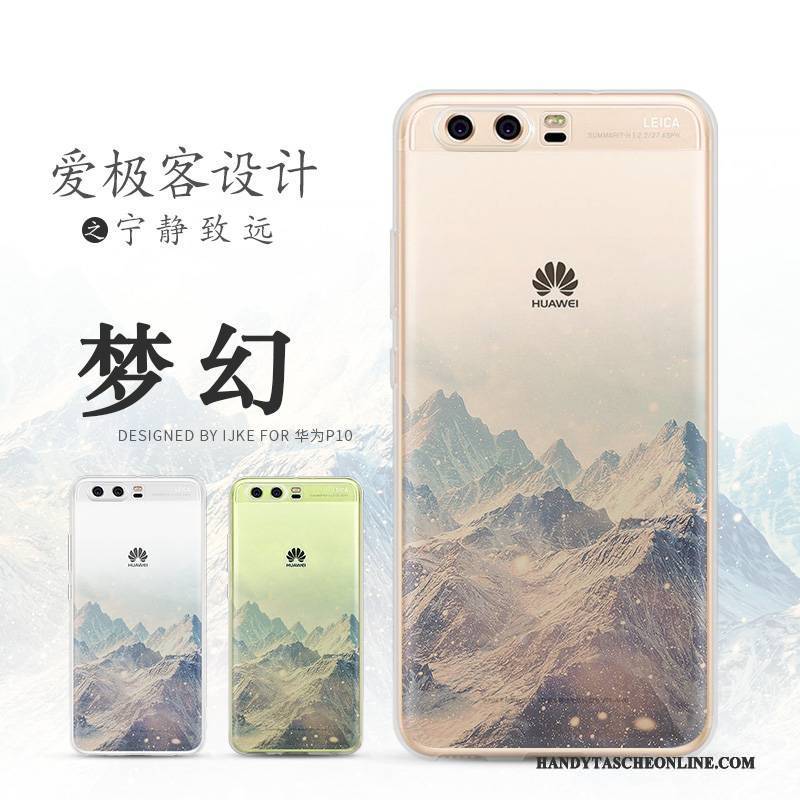 Hülle Huawei P10 Schutz Landschaft Blau, Case Huawei P10 Weiche Schwarz Handyhüllen