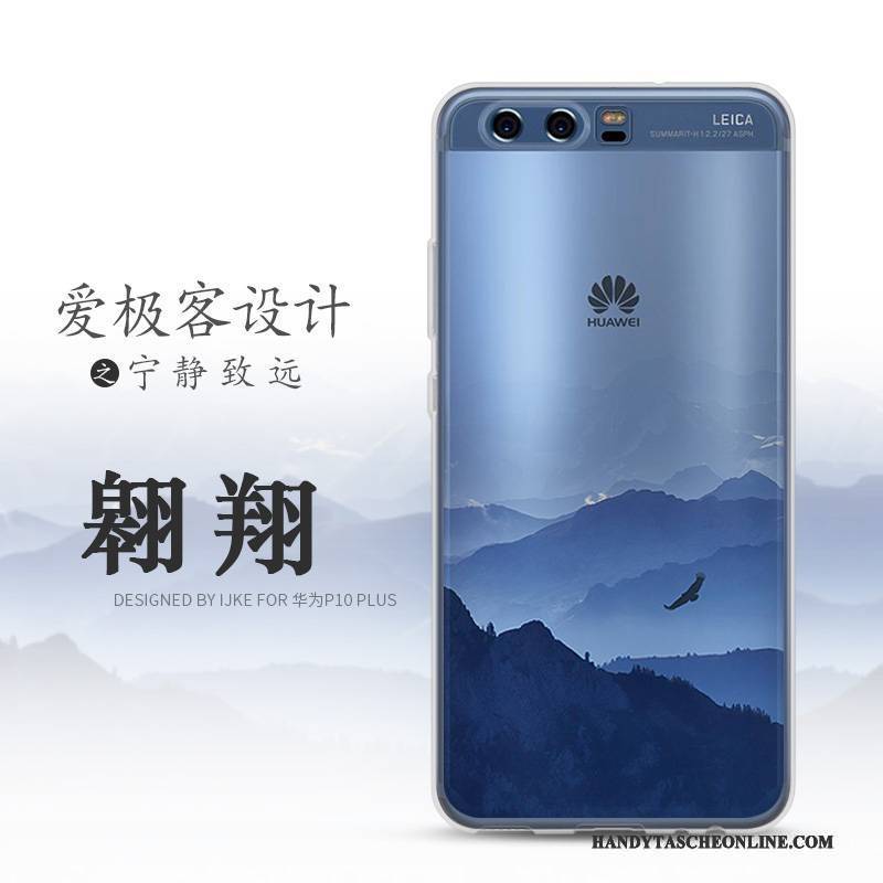 Hülle Huawei P10 Schutz Landschaft Blau, Case Huawei P10 Weiche Schwarz Handyhüllen