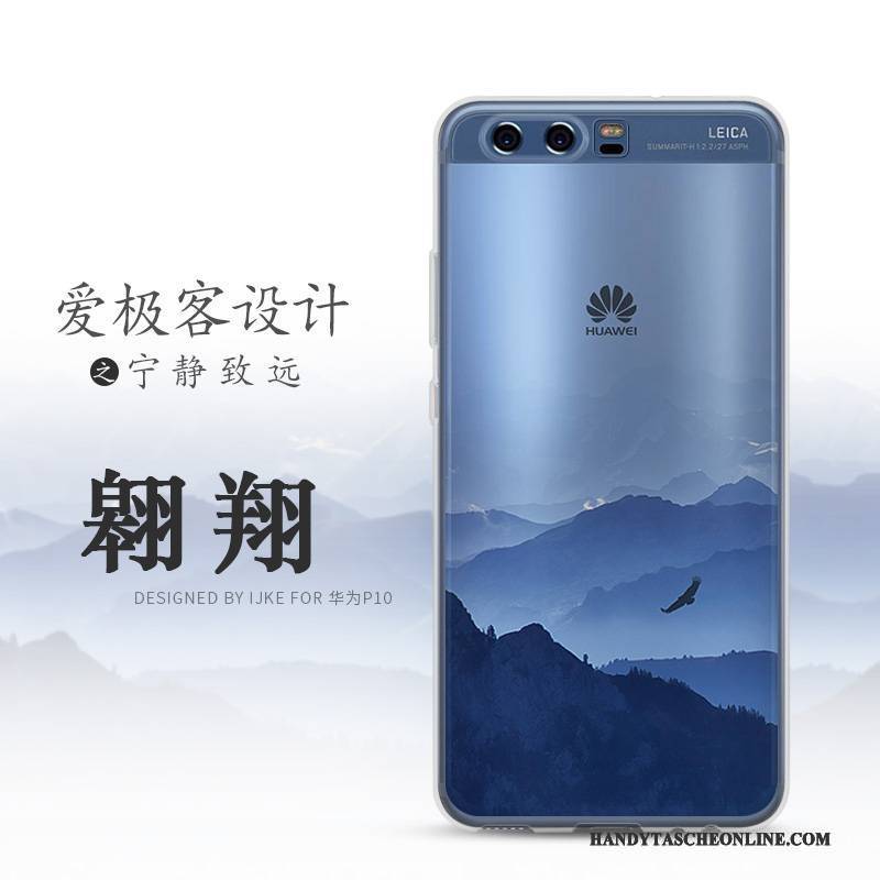 Hülle Huawei P10 Schutz Landschaft Blau, Case Huawei P10 Weiche Schwarz Handyhüllen