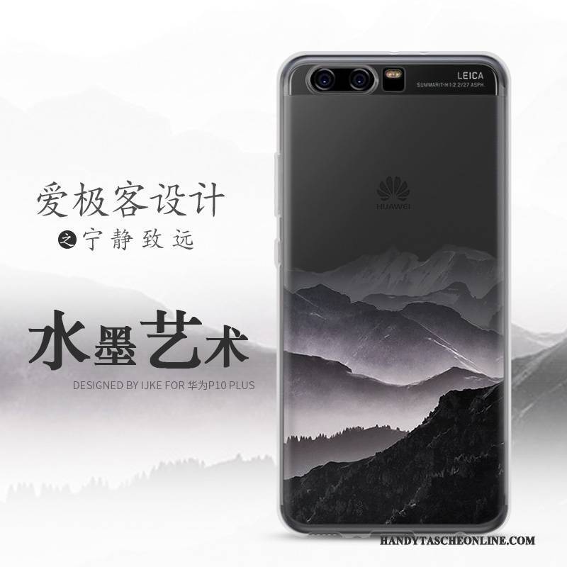 Hülle Huawei P10 Schutz Landschaft Blau, Case Huawei P10 Weiche Schwarz Handyhüllen