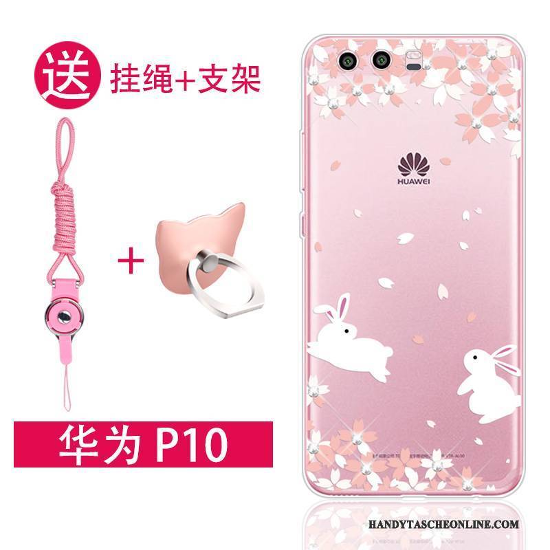 Hülle Huawei P10 Silikon Anti-sturz Trend, Case Huawei P10 Taschen Rosa Transparent