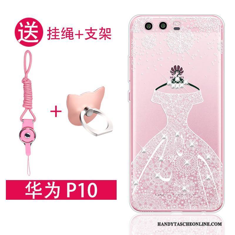 Hülle Huawei P10 Silikon Anti-sturz Trend, Case Huawei P10 Taschen Rosa Transparent