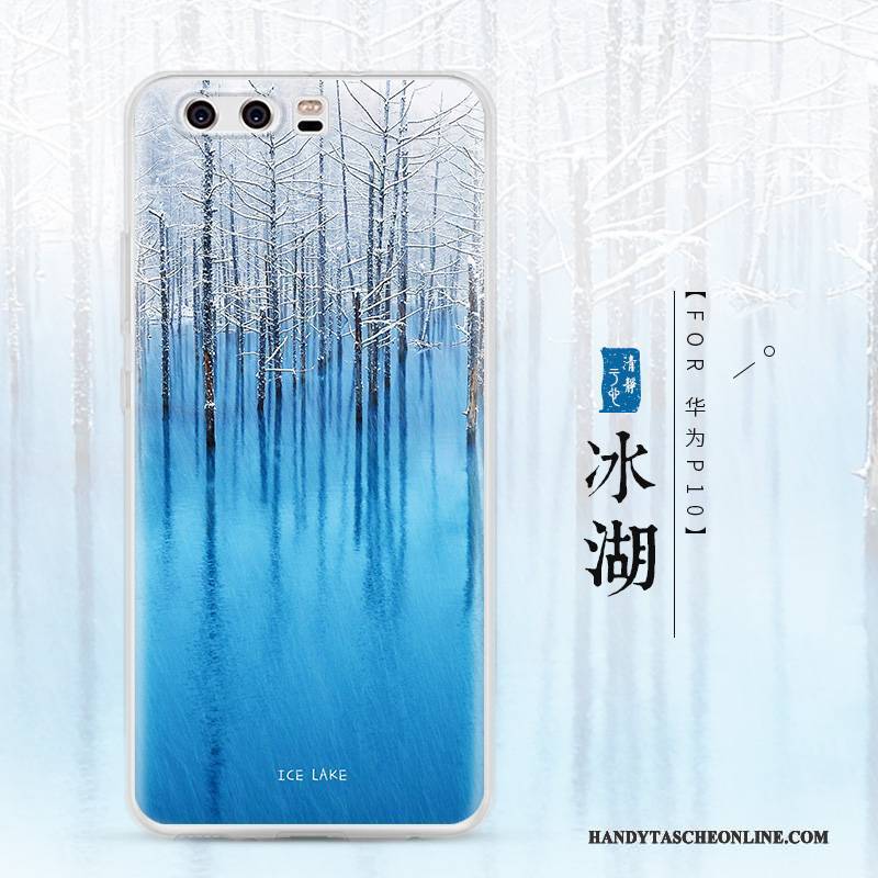 Hülle Huawei P10 Silikon Handyhüllen Anti-sturz, Case Huawei P10 Kreativ Transparent Blau