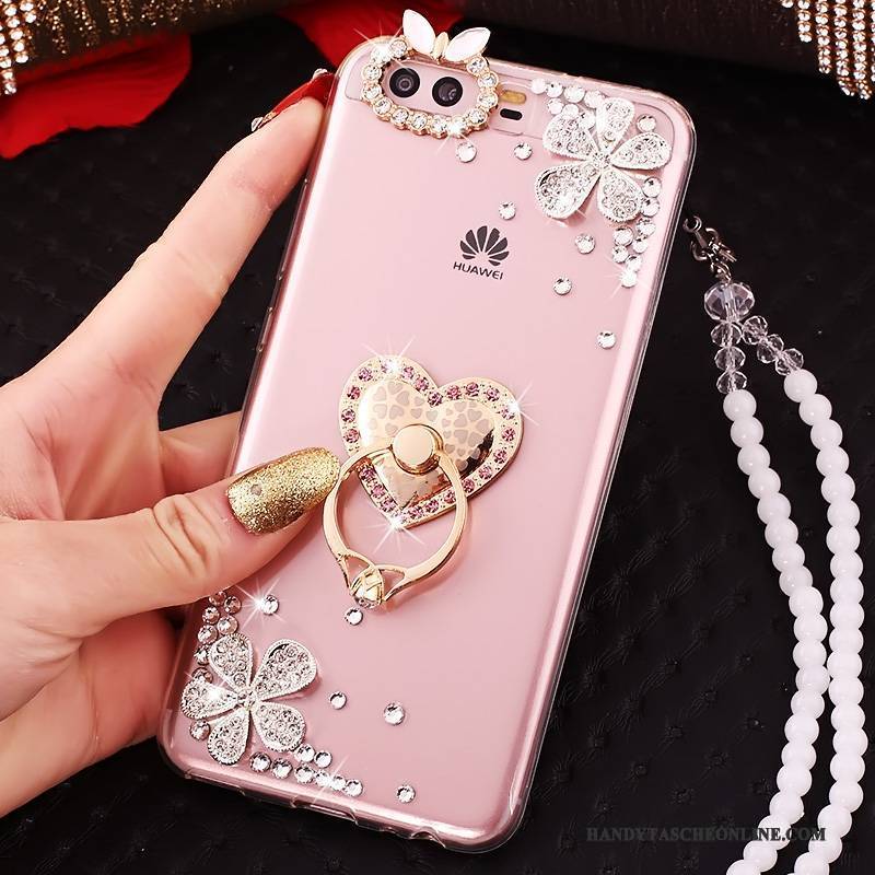 Hülle Huawei P10 Strass Handyhüllen Gold, Case Huawei P10 Silikon