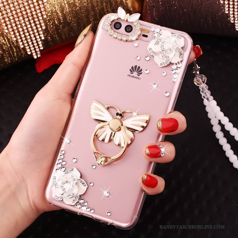 Hülle Huawei P10 Strass Handyhüllen Gold, Case Huawei P10 Silikon