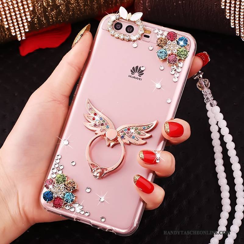 Hülle Huawei P10 Strass Handyhüllen Gold, Case Huawei P10 Silikon