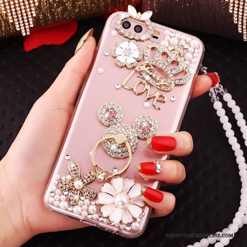 Hülle Huawei P10 Strass Handyhüllen Gold, Case Huawei P10 Silikon