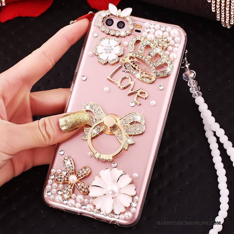 Hülle Huawei P10 Strass Handyhüllen Gold, Case Huawei P10 Silikon