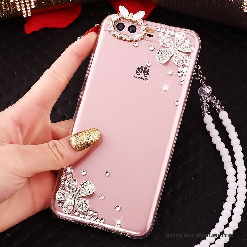 Hülle Huawei P10 Strass Handyhüllen Gold, Case Huawei P10 Silikon