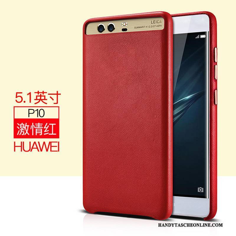 Hülle Huawei P10 Taschen Business Rot, Case Huawei P10 Leder Handyhüllen