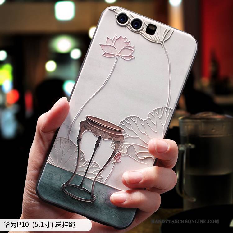 Hülle Huawei P10 Taschen Handyhüllen Chinesische Art, Case Huawei P10 Kreativ Rosa Nubuck