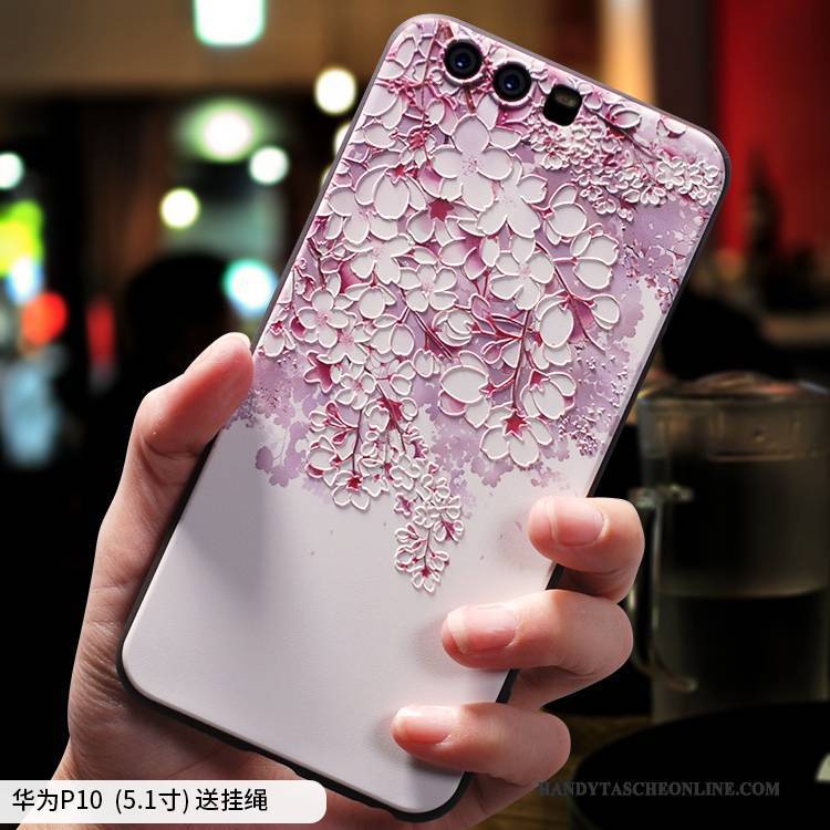 Hülle Huawei P10 Taschen Handyhüllen Chinesische Art, Case Huawei P10 Kreativ Rosa Nubuck