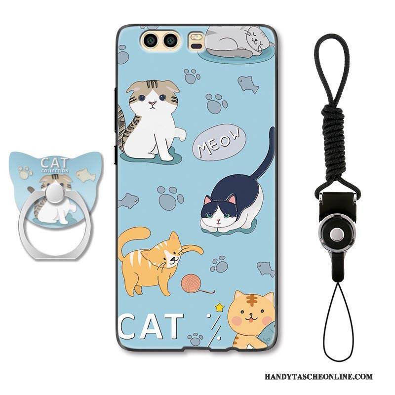 Hülle Huawei P10 Taschen Katzen Hängende Verzierungen, Case Huawei P10 Schutz Blau Nette