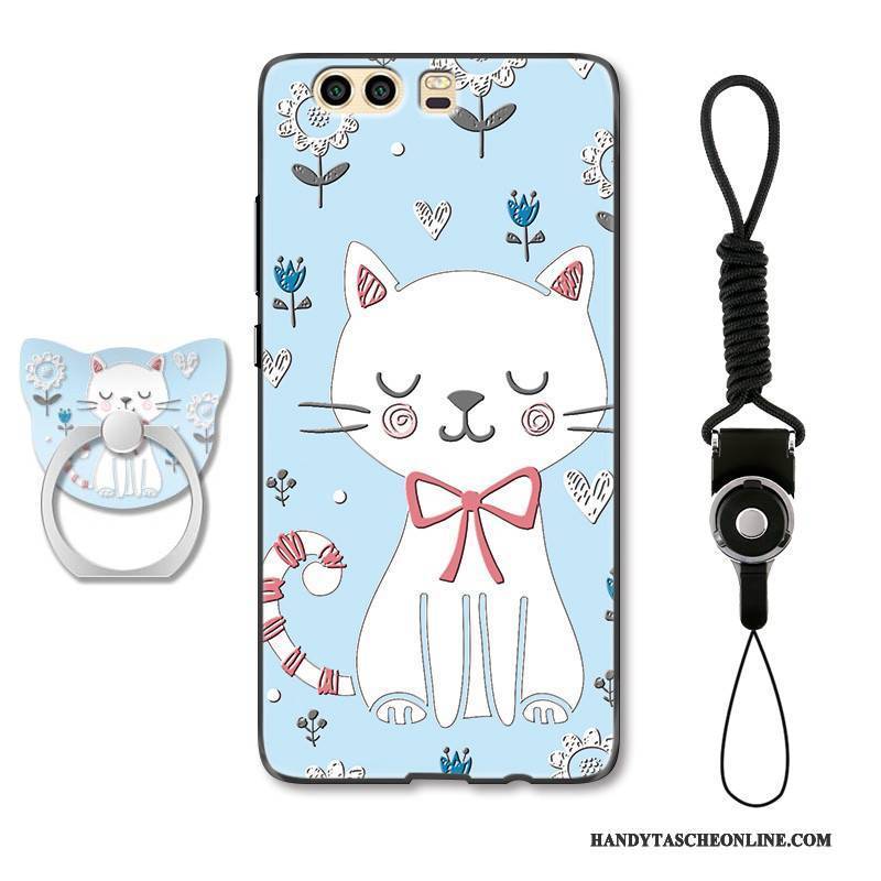 Hülle Huawei P10 Taschen Katzen Hängende Verzierungen, Case Huawei P10 Schutz Blau Nette