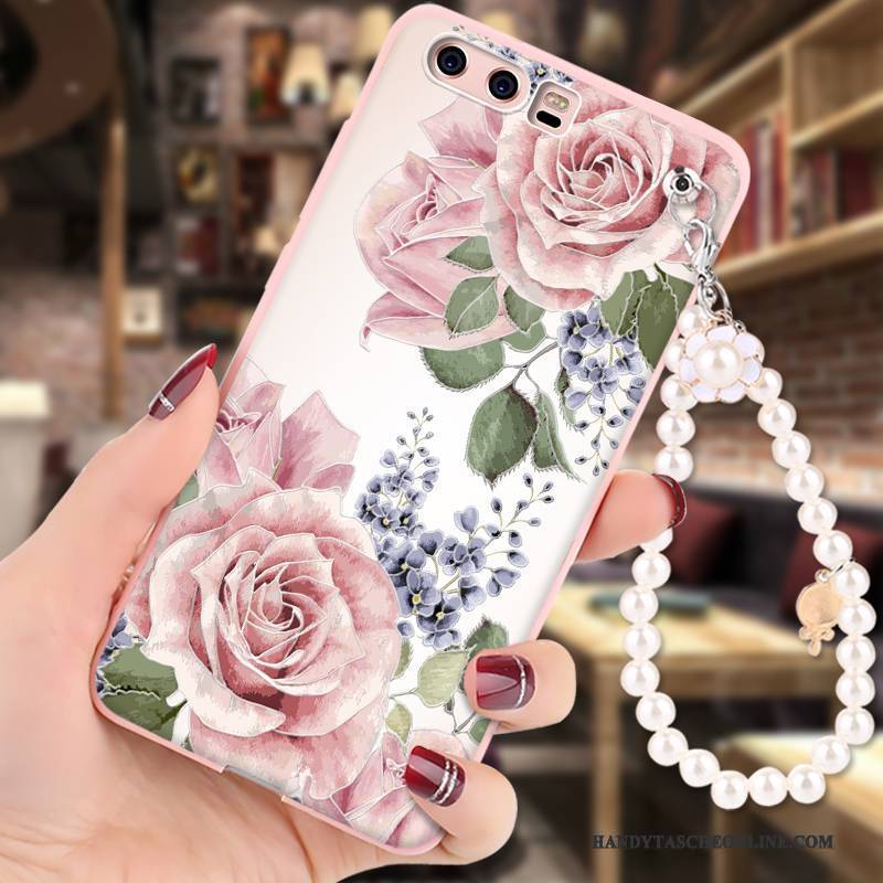 Hülle Huawei P10 Weiche Anti-sturz Rosa, Case Huawei P10 Gemalt Hängende Verzierungen Handyhüllen