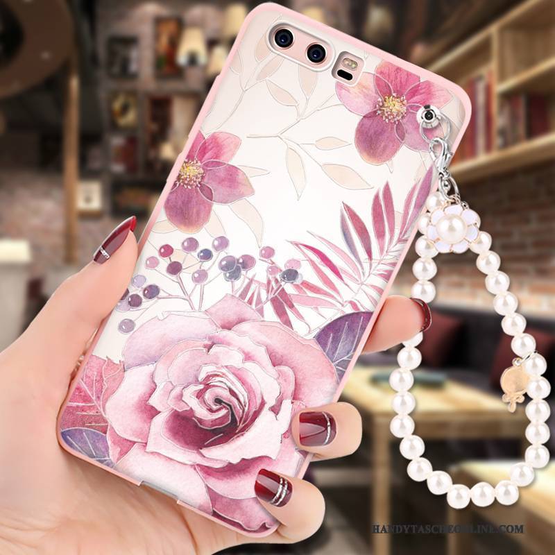 Hülle Huawei P10 Weiche Anti-sturz Rosa, Case Huawei P10 Gemalt Hängende Verzierungen Handyhüllen