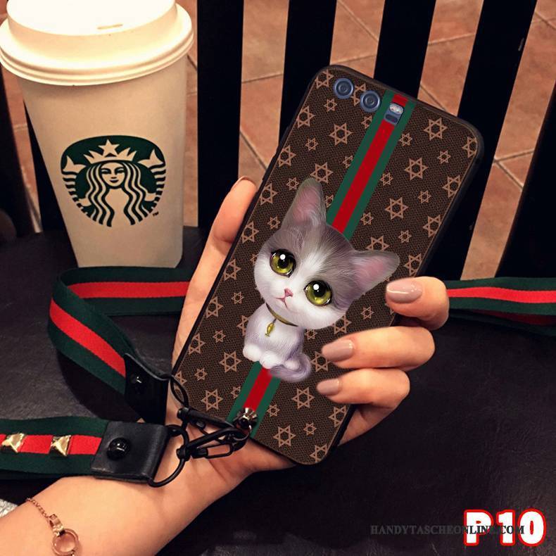 Hülle Huawei P10 Weiche Khaki Katzen, Case Huawei P10 Silikon Handyhüllen Mini