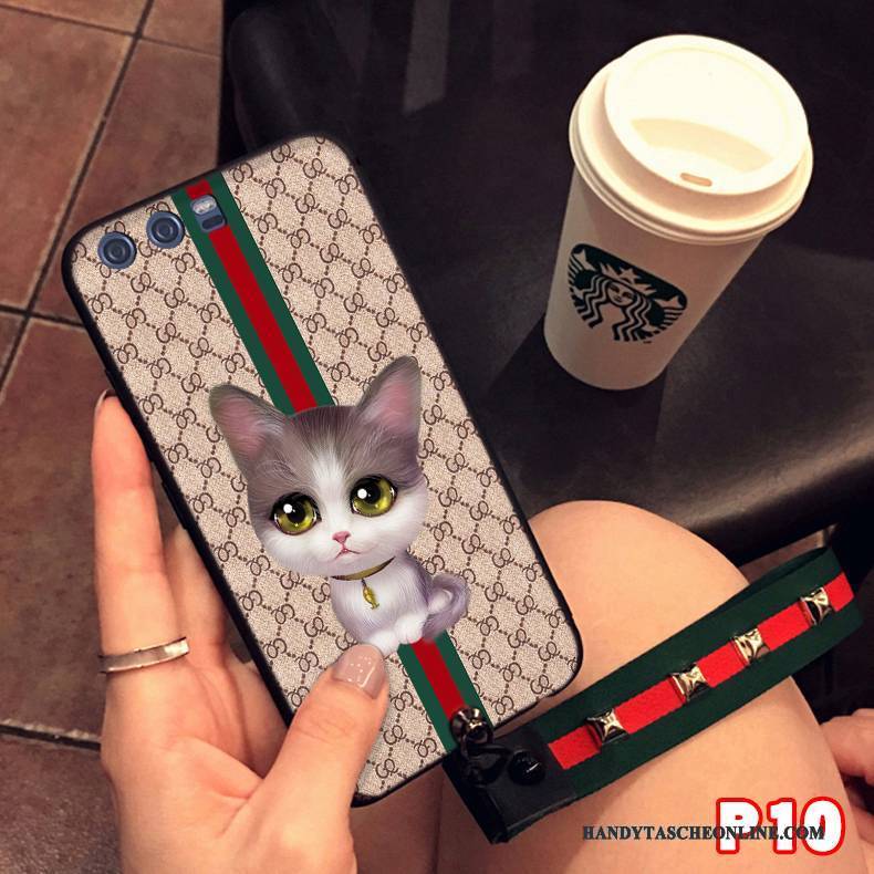 Hülle Huawei P10 Weiche Khaki Katzen, Case Huawei P10 Silikon Handyhüllen Mini