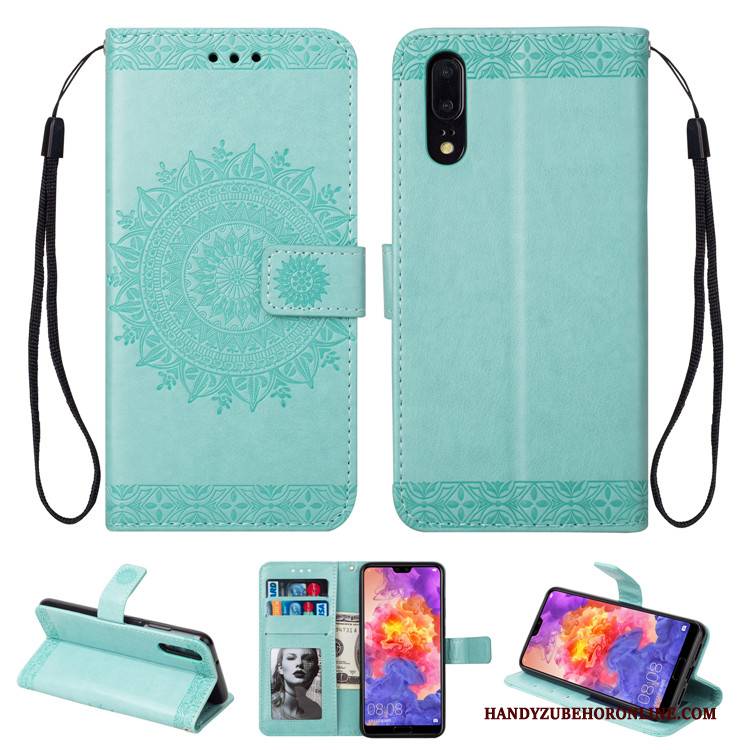 Hülle Huawei P20 Folio Handyhüllen Blau, Case Huawei P20 Weiche Anti-sturz