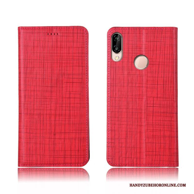 Hülle Huawei P20 Lite Leder Rot Handyhüllen, Case Huawei P20 Lite Lederhülle Anti-sturz Neu