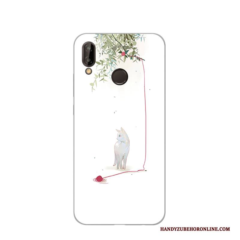 Hülle Huawei P20 Lite Schutz Handbemalte Katzen, Case Huawei P20 Lite Handyhüllen Weiß