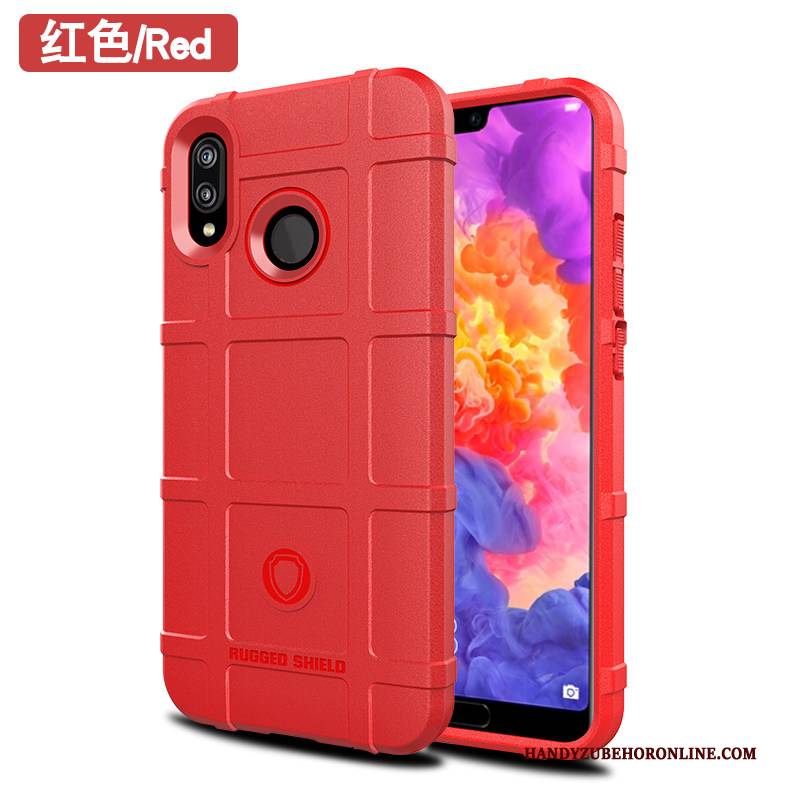 Hülle Huawei P20 Lite Silikon Handyhüllen Rot, Case Huawei P20 Lite Taschen Anti-sturz