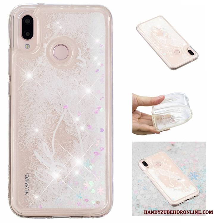 Hülle Huawei P20 Lite Strass Blau Flüssigkeit, Case Huawei P20 Lite Treibsand Anti-sturz