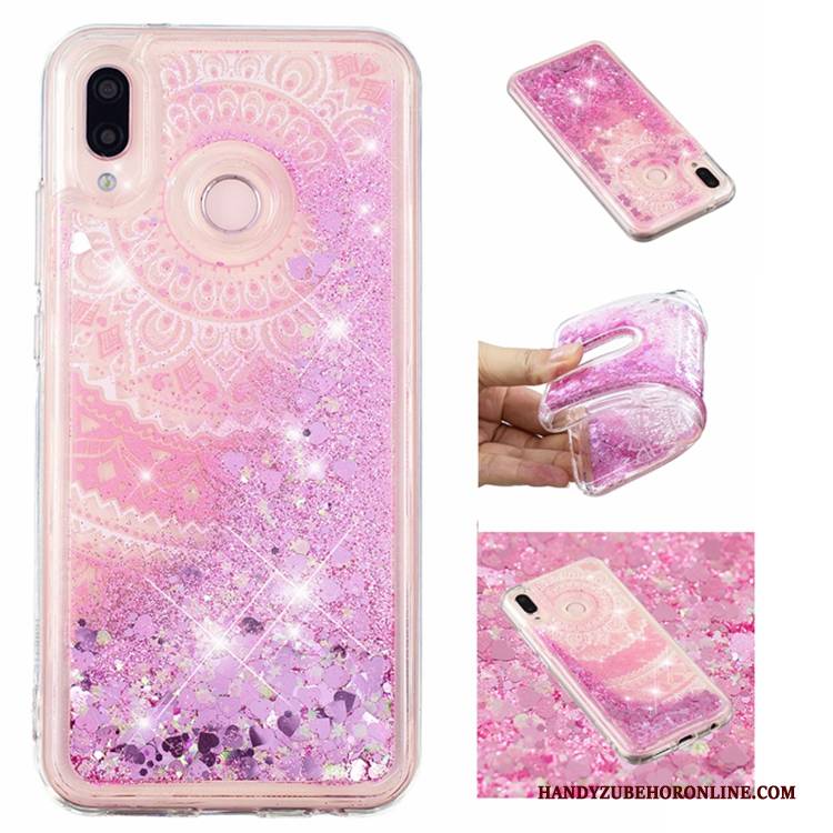 Hülle Huawei P20 Lite Strass Blau Flüssigkeit, Case Huawei P20 Lite Treibsand Anti-sturz