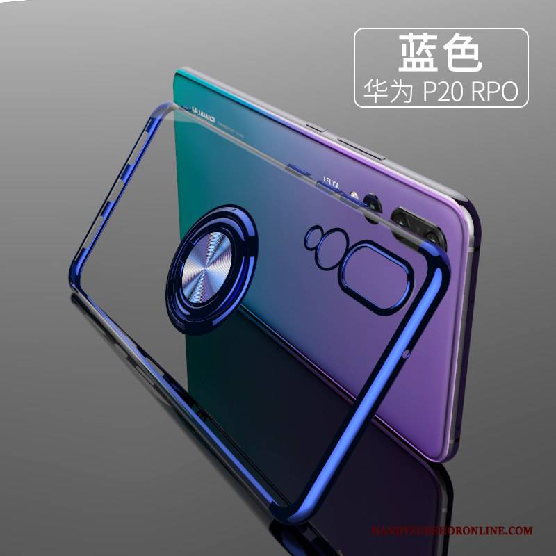 Hülle Huawei P20 Pro Halterung Netto Rot Transparent, Case Huawei P20 Pro Kreativ Ring Anti-sturz