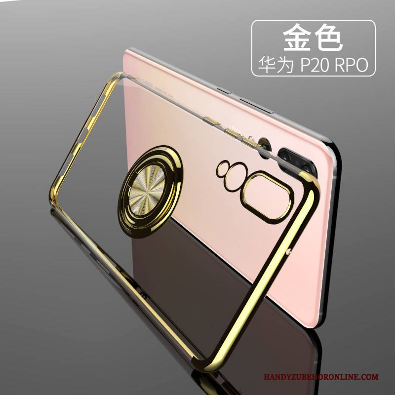 Hülle Huawei P20 Pro Halterung Netto Rot Transparent, Case Huawei P20 Pro Kreativ Ring Anti-sturz