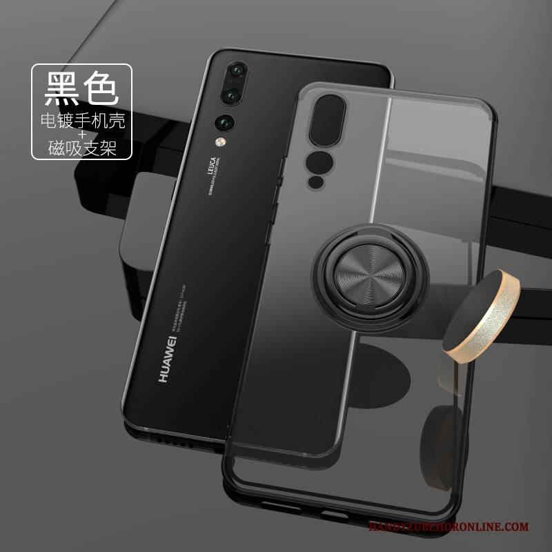 Hülle Huawei P20 Pro Halterung Netto Rot Transparent, Case Huawei P20 Pro Kreativ Ring Anti-sturz